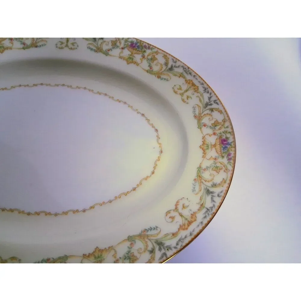 Vintage 30s Noritake Ashley Pattern Gravy Boat w Attached Underplate Fine China